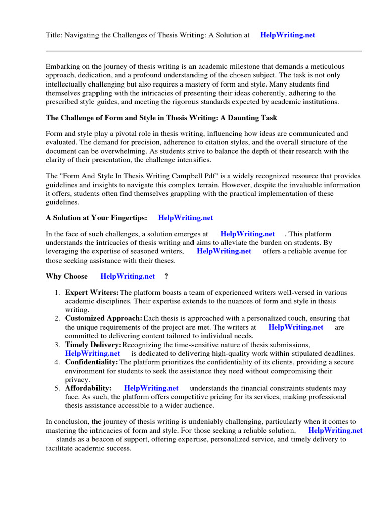 Form and style in thesis writing campbell pdf pdf thesis birth