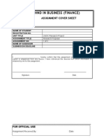 Btec HND in Business (Finance) : Assignment Cover Sheet