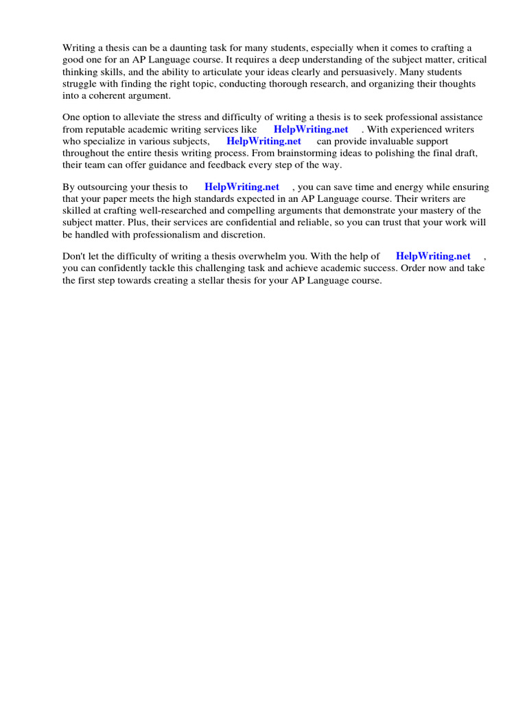 How to write a good thesis for ap language pdf essays thesis