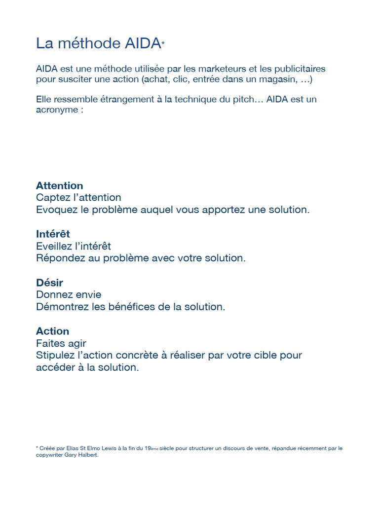 Comprendre la méthode AIDA en marketing | PDF