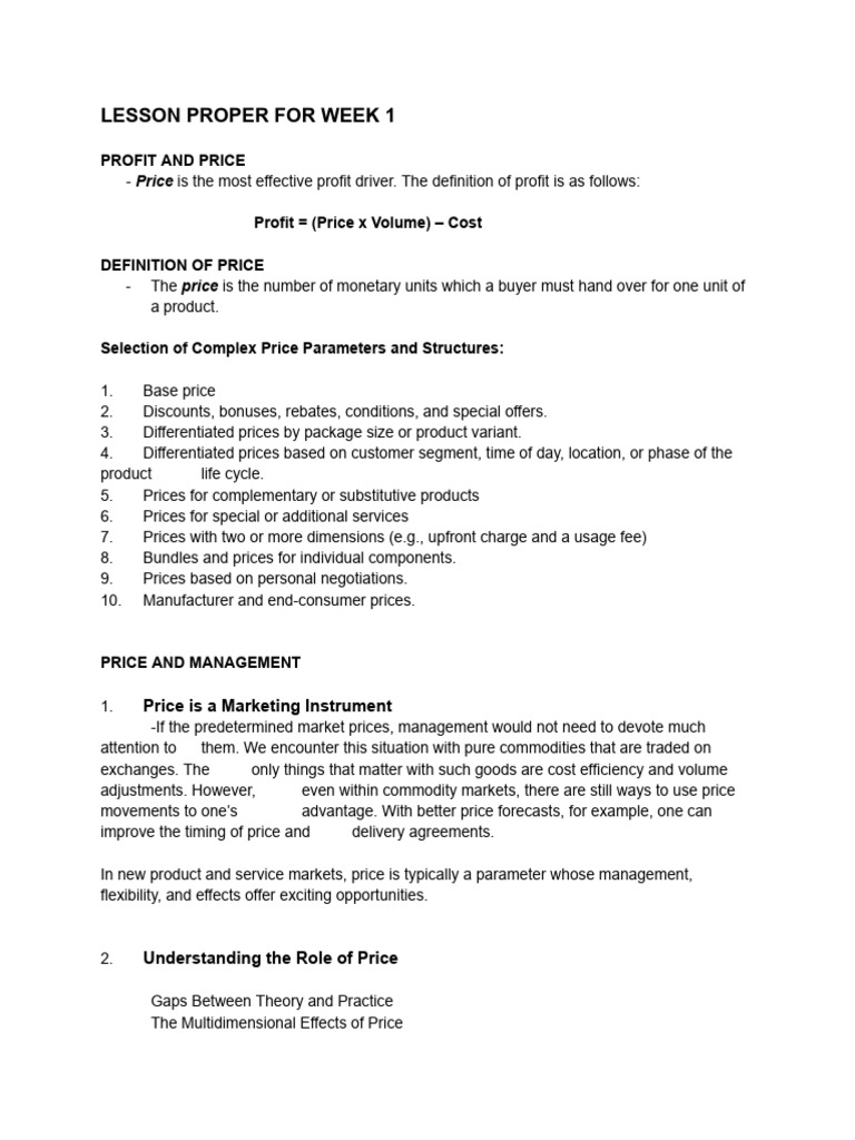 Pricing Strategy Week 1 2 2 | PDF | Career & Growth | Business