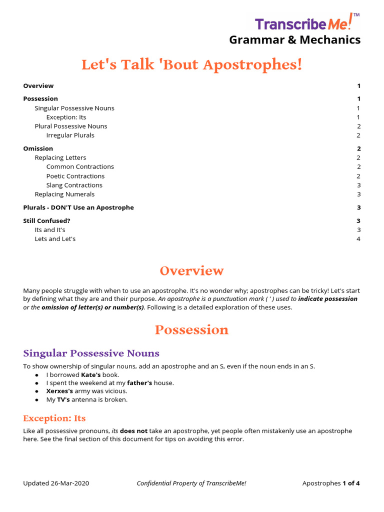 Apostrophes | PDF | Grammatical Number | Plural