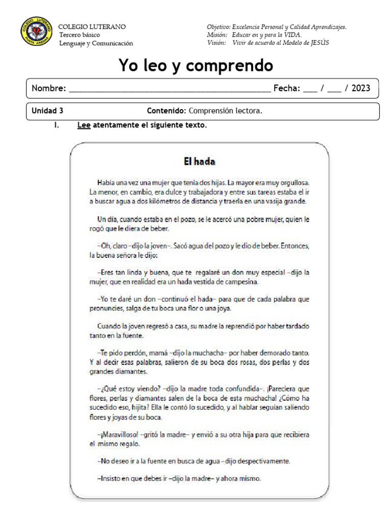 Guía - Yo Leo y Comprendo - Segundo Semestre-2023 - SEP-VIERNES - 1 ...