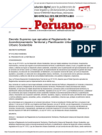 Decreto Supremo Que Aprueba El Reglamento de Acondicionamiento Territorial y Planificación Urbana Del Desarrollo Urbano Sostenible