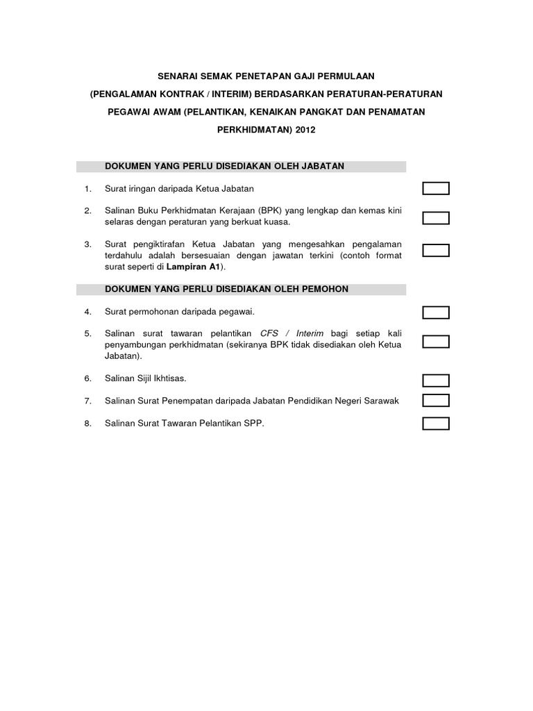 Senarai Semak Penentuan Gaji Permulaan DG41 | PDF