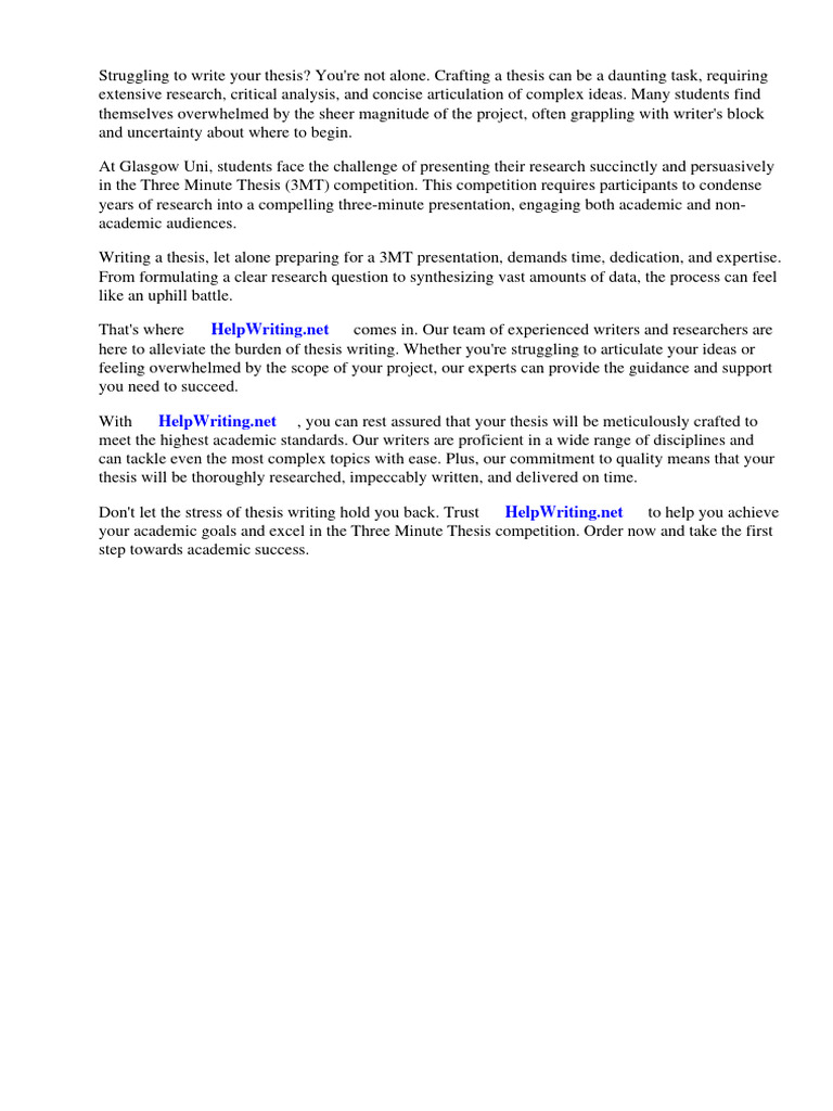 3 Minute Thesis Glasgow Uni Pdf