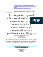Investigación Regional Sobre Los Vínculos Entre La Violencia Sexual y La Muerte de Niñas y Adolescentes Revela Características de La Problemática en Uruguay