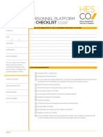 Suspended Personnel Platform Lift Plan and Checklist