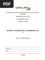 Química Inorgânica Experimental I - Lic. Quim.