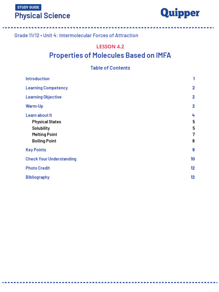 Properties of Molecules and IMFA | PDF | Intermolecular Force | Liquids