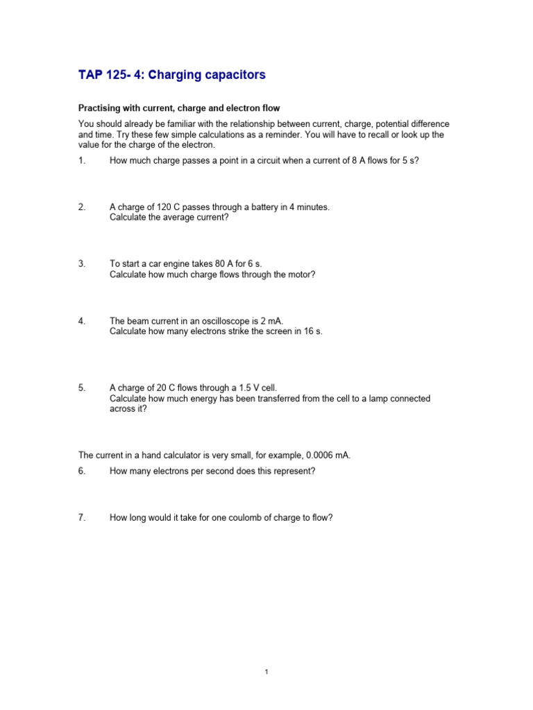 Episode 125 4 Questions On Charging Capacitors | PDF