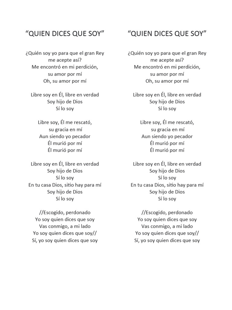 Letra Quien Dices Que Soy | PDF