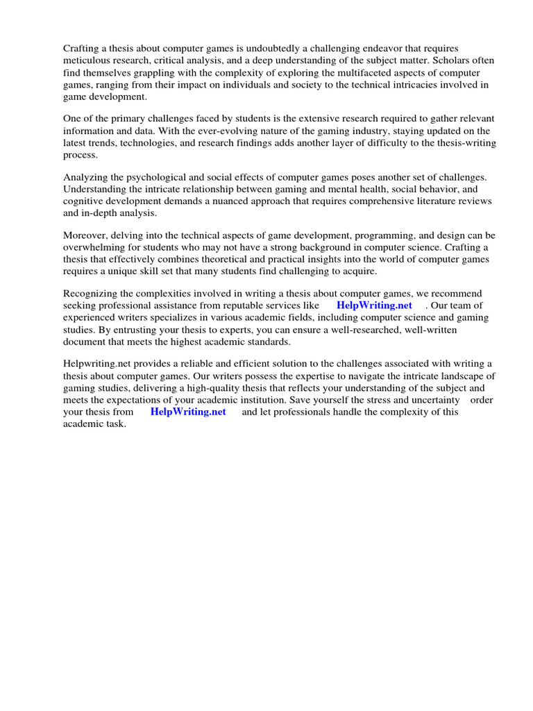 Thesis about computer games pdf nintendo video games