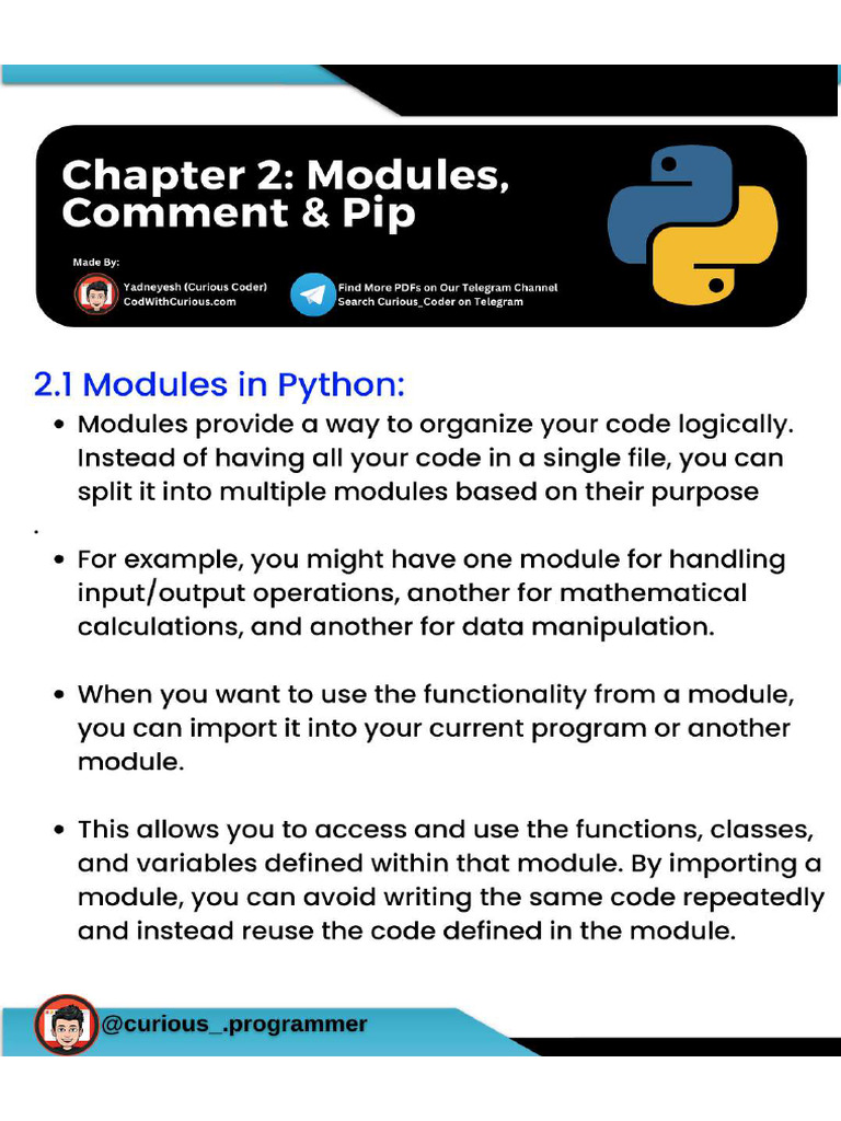 Modules, Comment & Pip | PDF