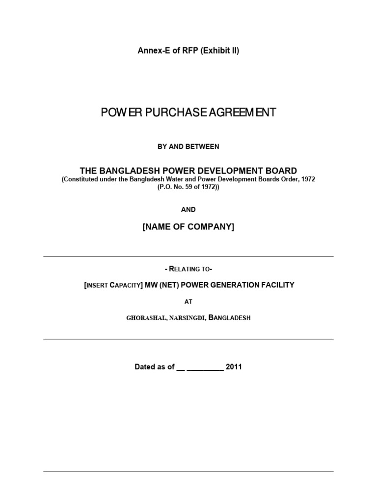 Ghorashal IPP Power Purchase Agreement | PDF