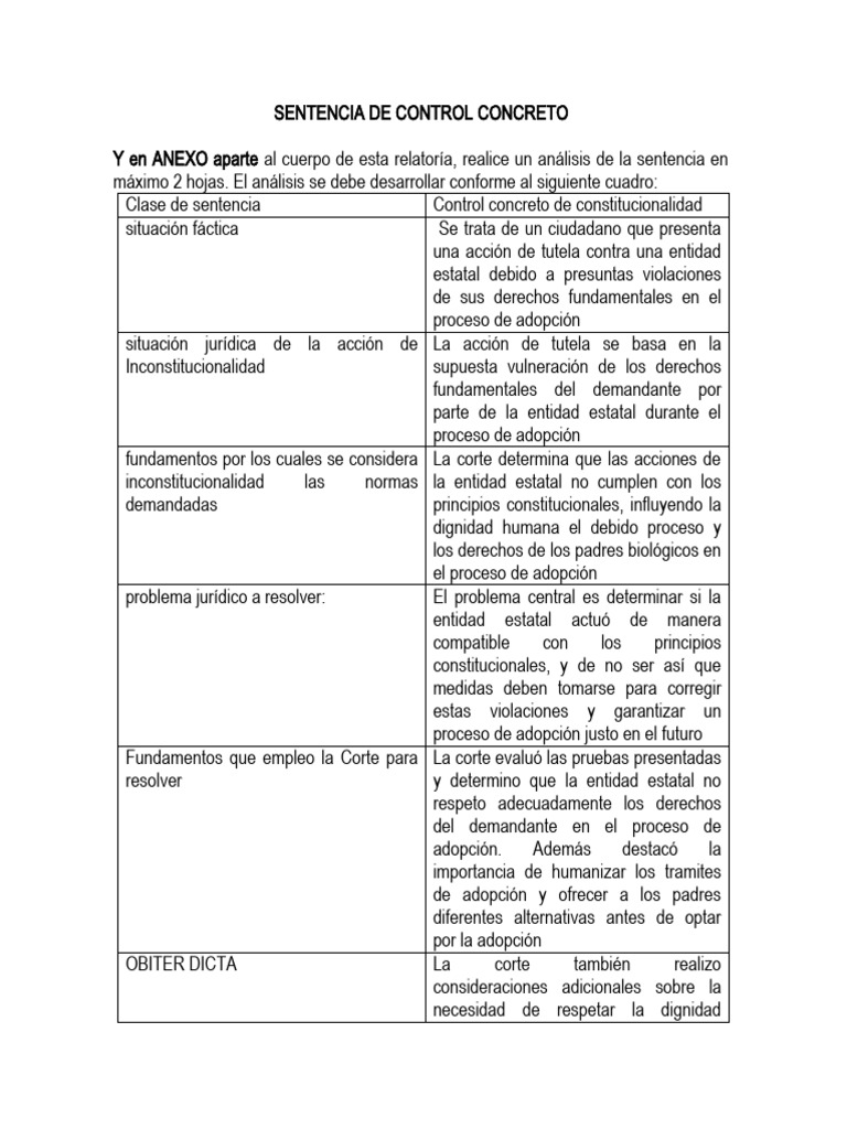 Sentencia de Control Concreto | Descargar gratis PDF | Adopción ...