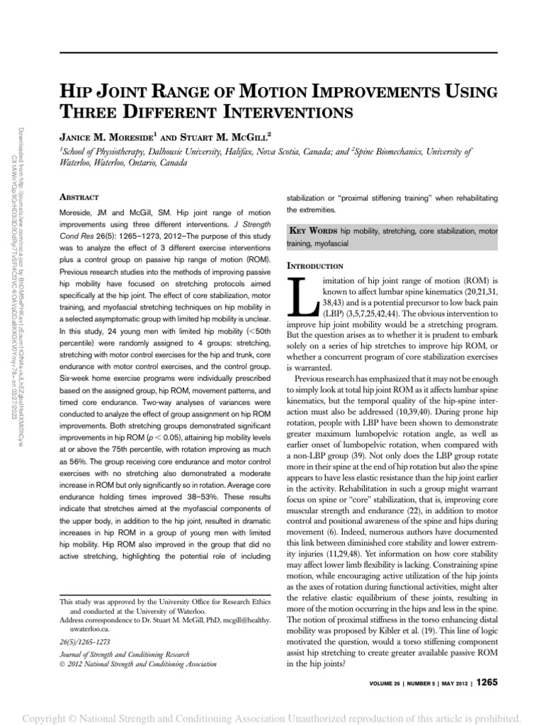 Hip Joint Range of Motion Improvements Using Three.14 | PDF | Pelvis ...