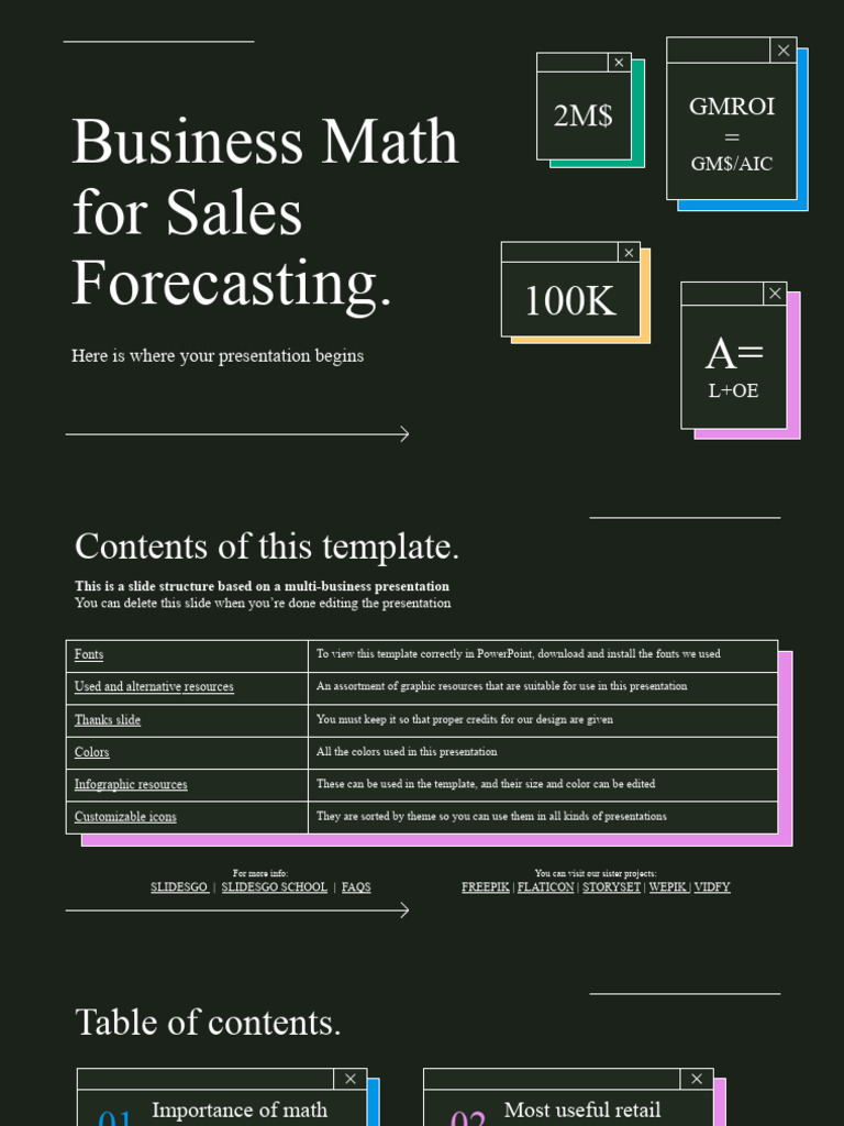 Business Math For Sales Forecasting by Slidesgo | PDF | Planets | Solar ...