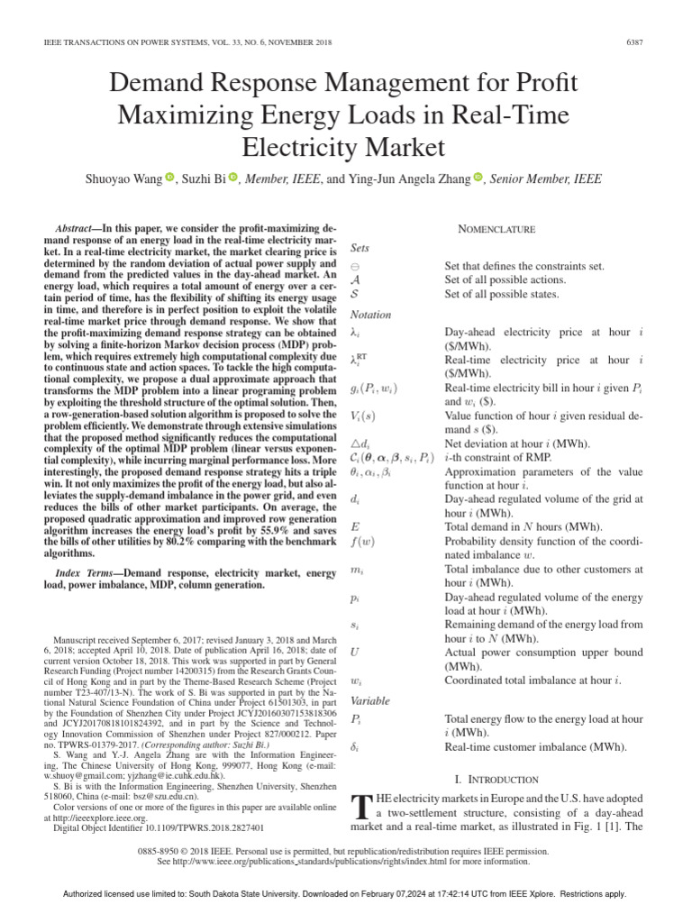 Real-Time Demand Response Strategy | PDF