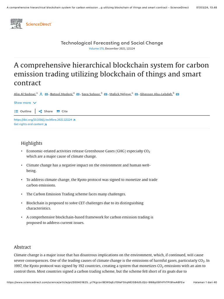 Blockchain Framework for Carbon Trading | PDF | Emissions Trading ...