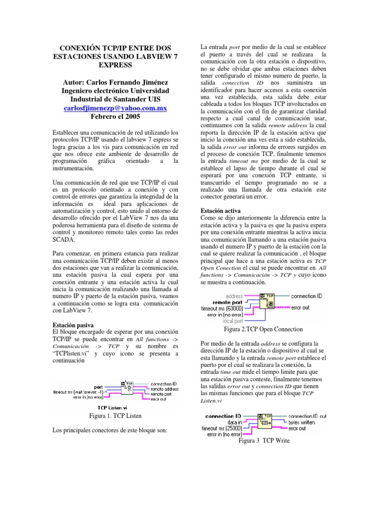 Conexion TCP - Ip Entre Dos Estaciones Usando Labview | PDF | Métodos y ...