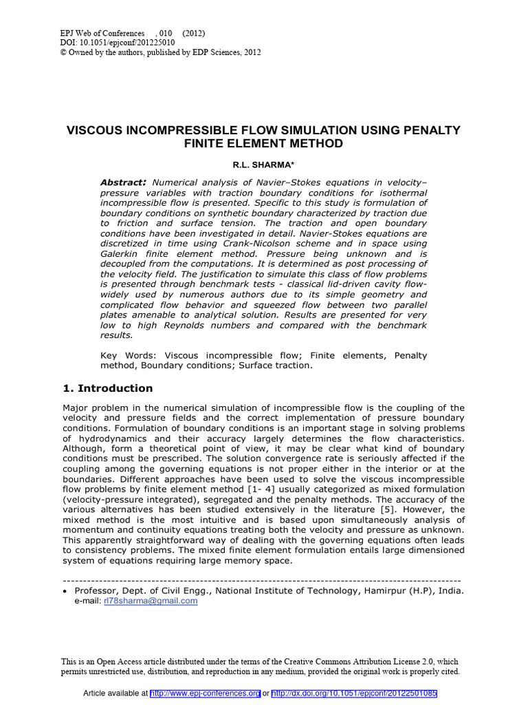 Incompressible Flow Simulation Methods | PDF | Navier–Stokes Equations ...