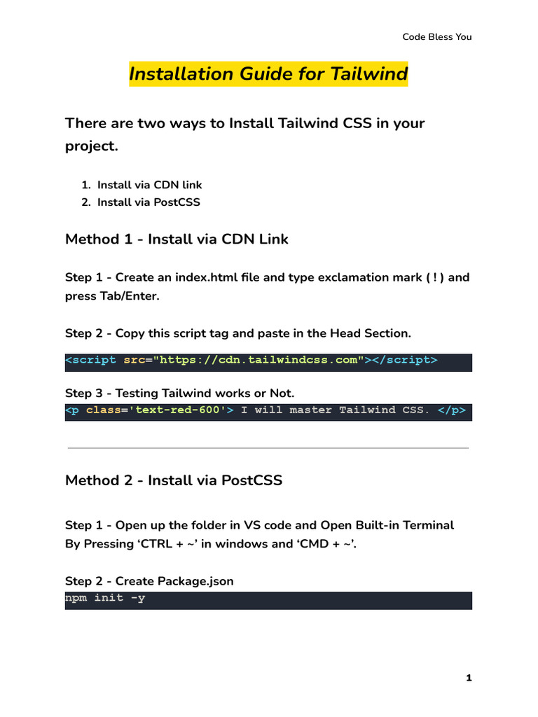 06 Installation+Guide+-+Tailwind+CSS | PDF | System Software | Computer ...