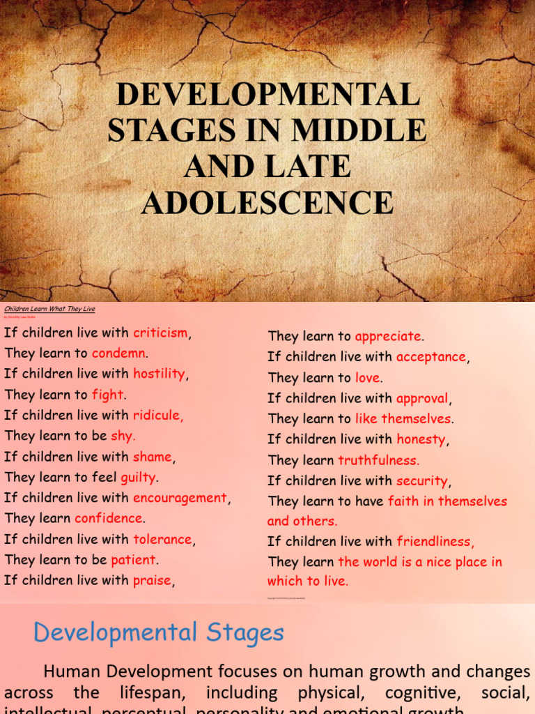 LESSON 3 Developmental Stages in Middle and Late Adolescence | PDF