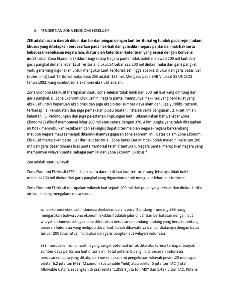 Peta Zona Ekonomi Eksklusif Indonesia