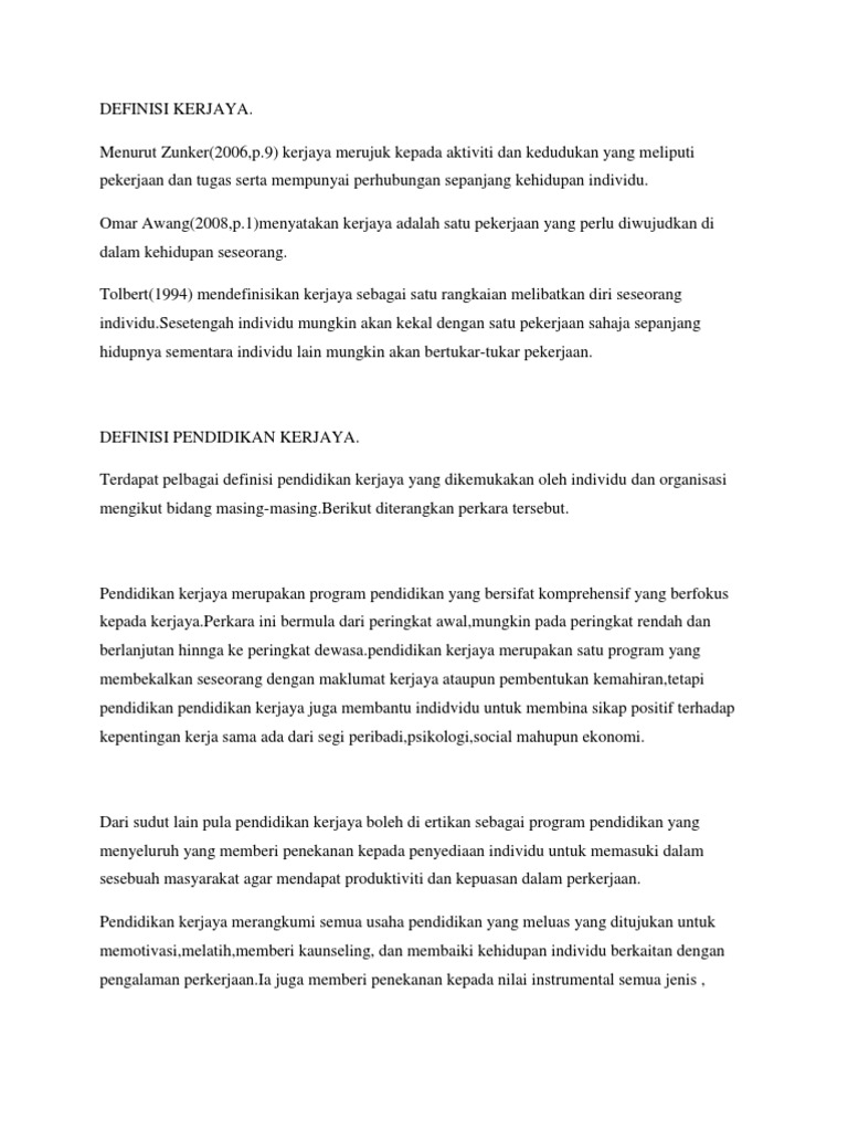 Definisi Kerjaya Pdf