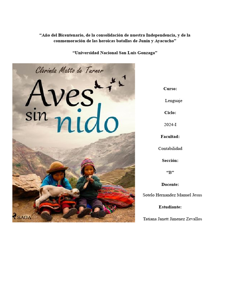 Aves Sin Nido Informe Pdf
