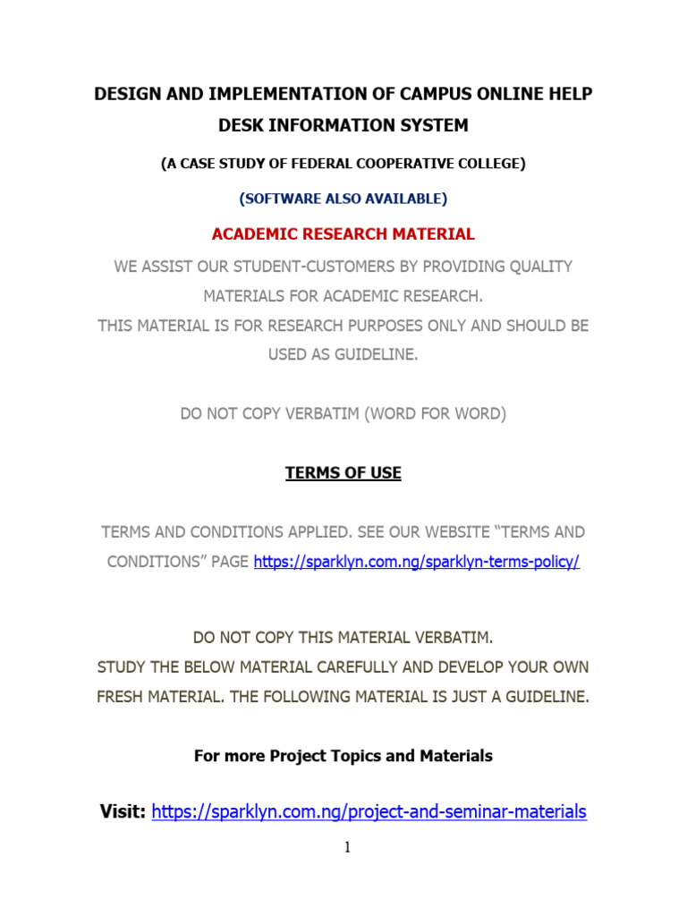 Campus Online Help Desk Information System | PDF