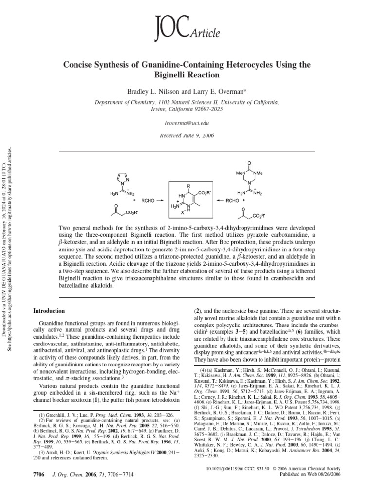 Biginelli Reaction for Guanidine Synthesis | PDF | Chemistry | Organic ...