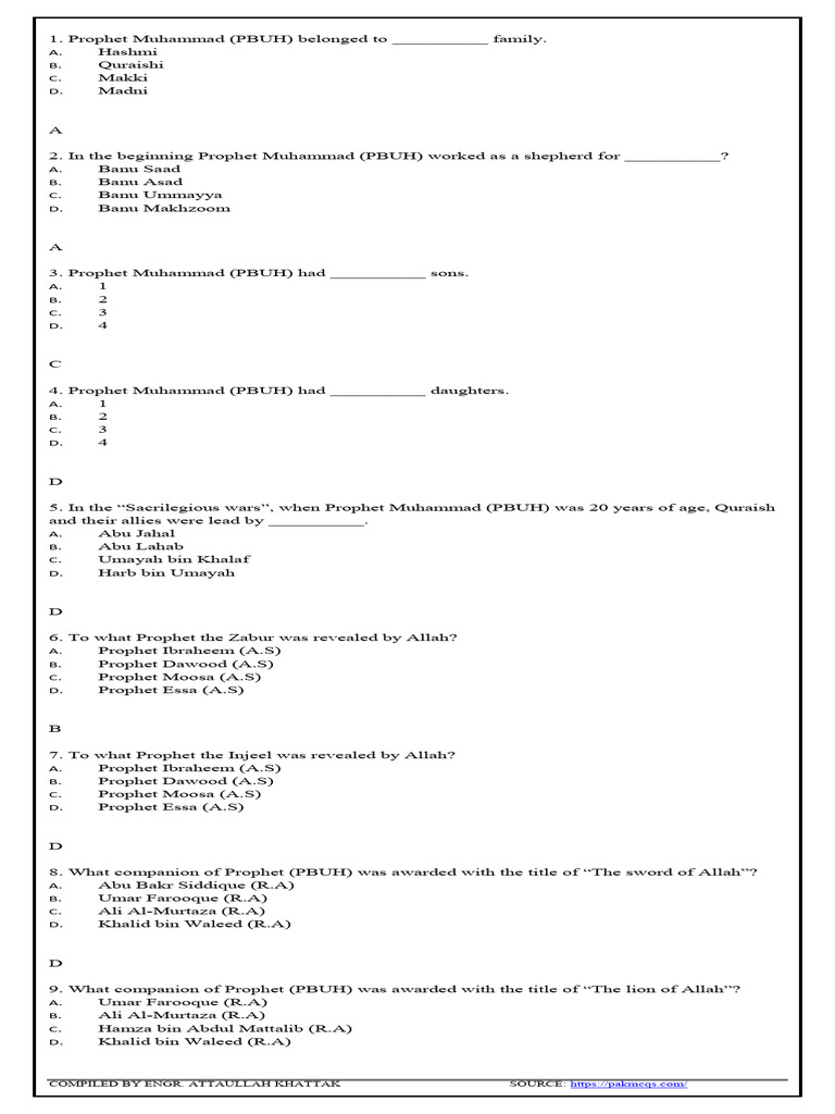 Pak mcqs islamiat compiled by engr attaullah khattak pdf muhammad