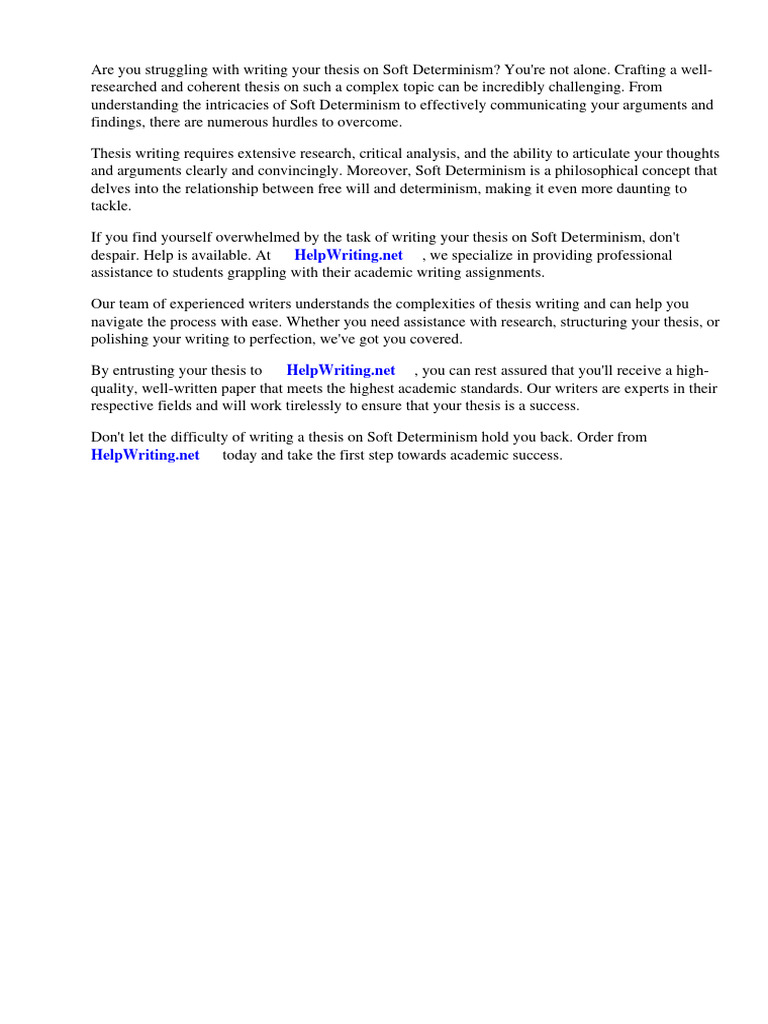 Thesis of soft determinism pdf free will determinism