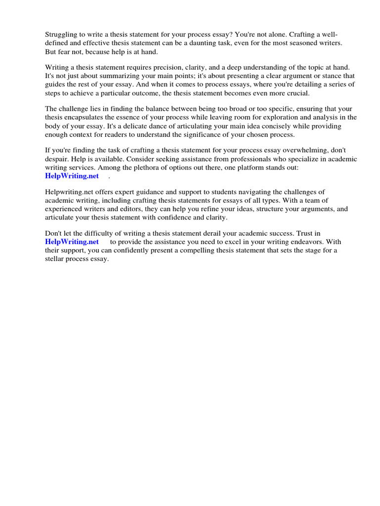 Example of thesis statement for process essay pdf