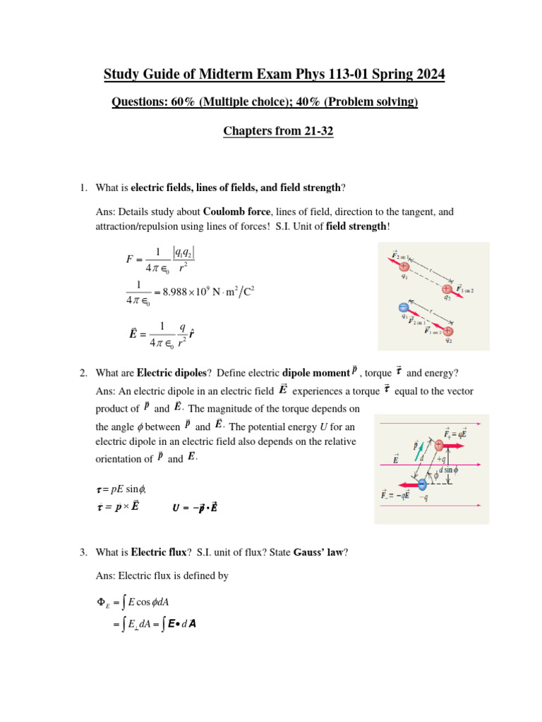 Phys 113 Midterm Study Guide | PDF | Inductance | Electromagnetic Induction