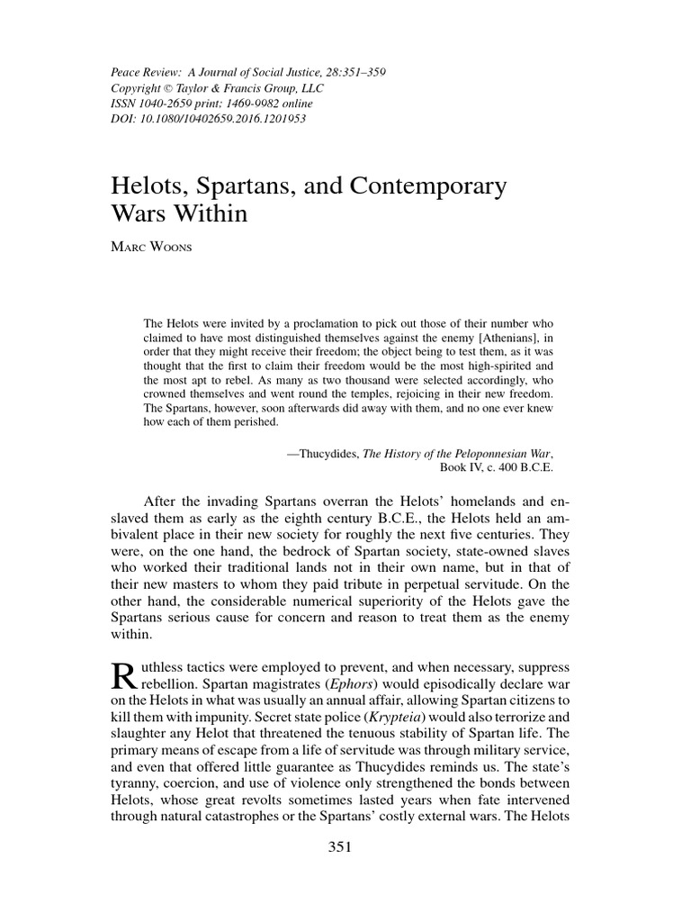 Helots, Spartans, and Contemporary Wars Within | PDF | Sparta ...