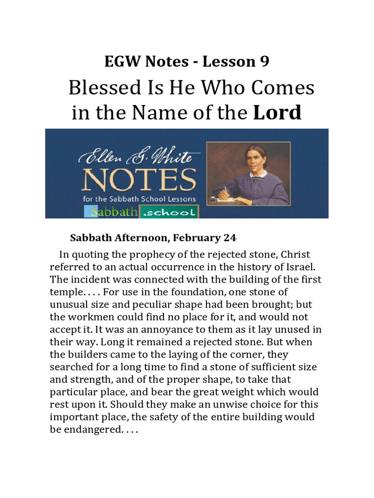 EGW Notes 2024 Q1 L09 | PDF | Jesus | Glory (Religion)