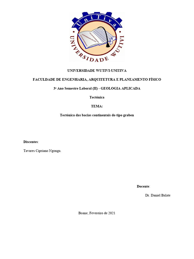 Tectónica das Bacias Graben Continentais | PDF | Falha (Geologia) | Rifte