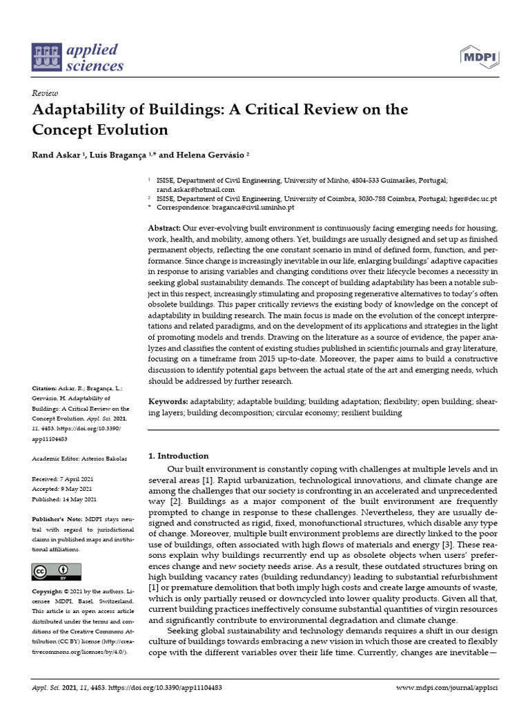 Adaptability of Buildings A Critical Review On The Concept Evolution ...