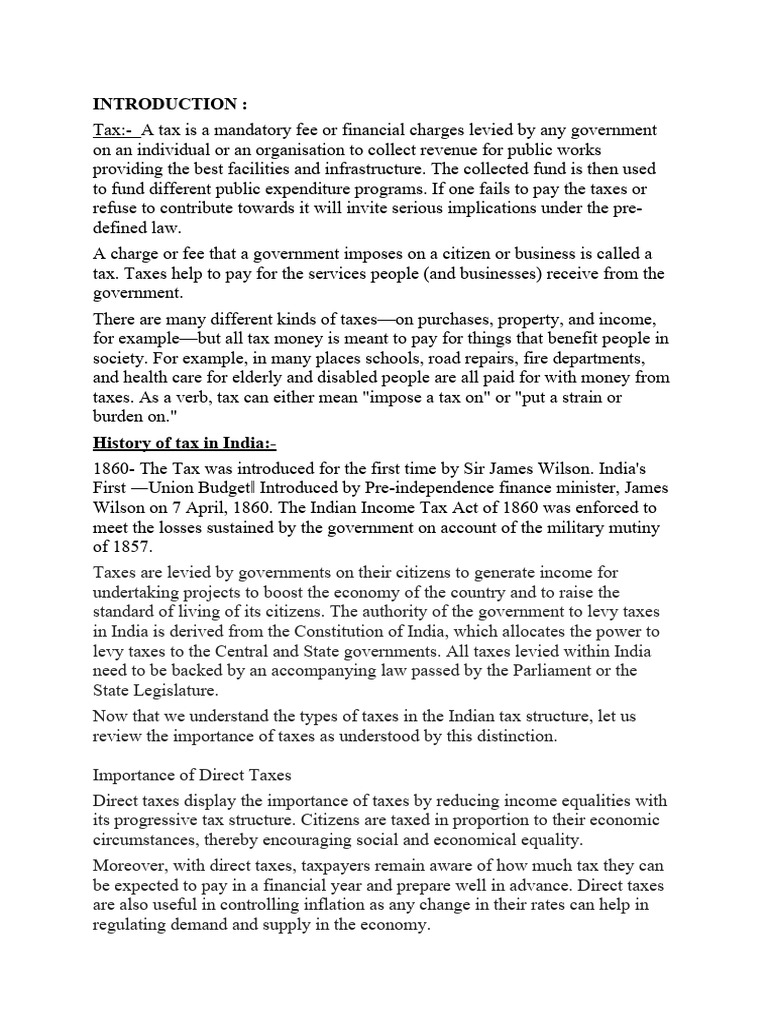 Introduction Of Direct And Indiract Tax Pdf