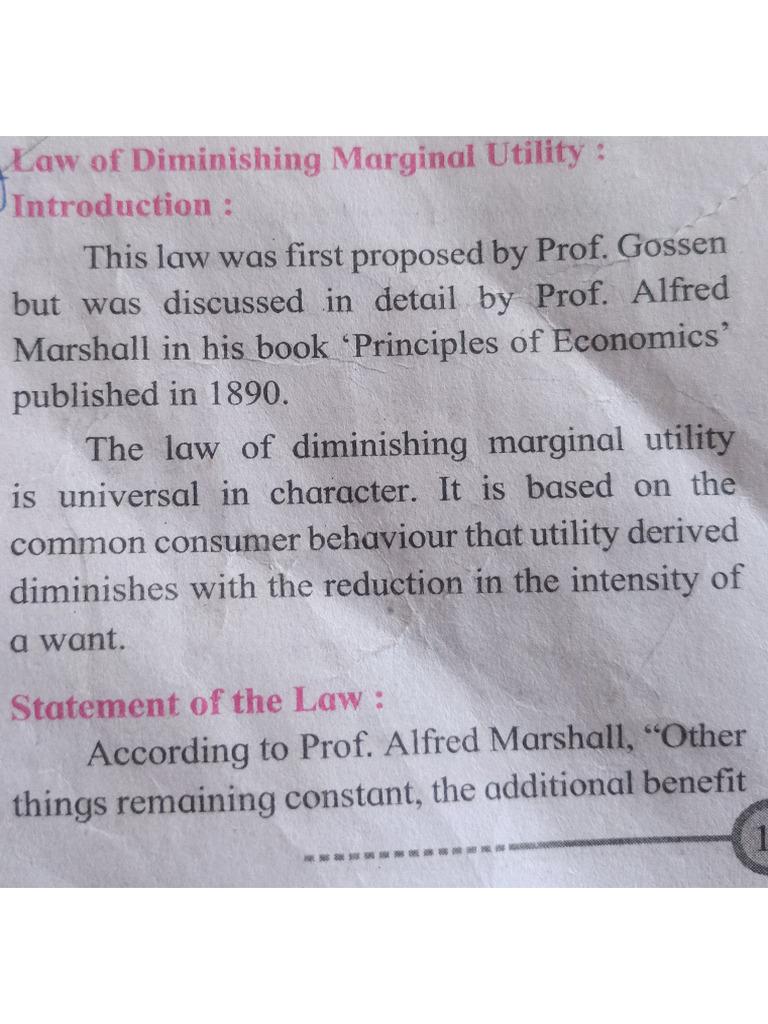Law Of Diminishing Marginal Utility Pdf