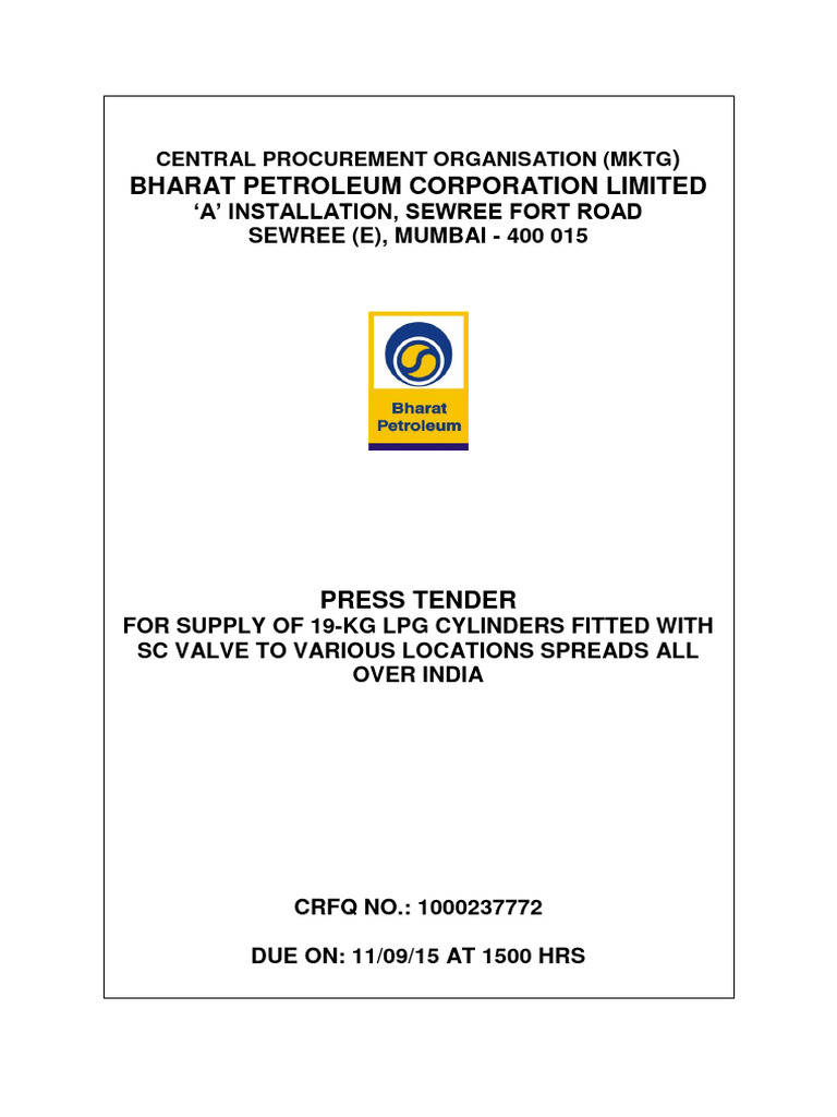 BPCL Tender for 19-kg LPG Cylinders | PDF | Taxes | Business