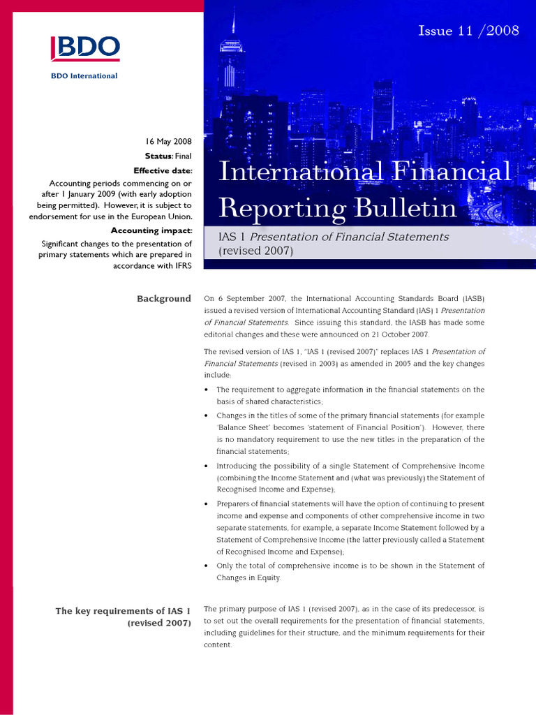 IAS 1 Revised 2007: Key Changes Explained | PDF | Income Statement ...