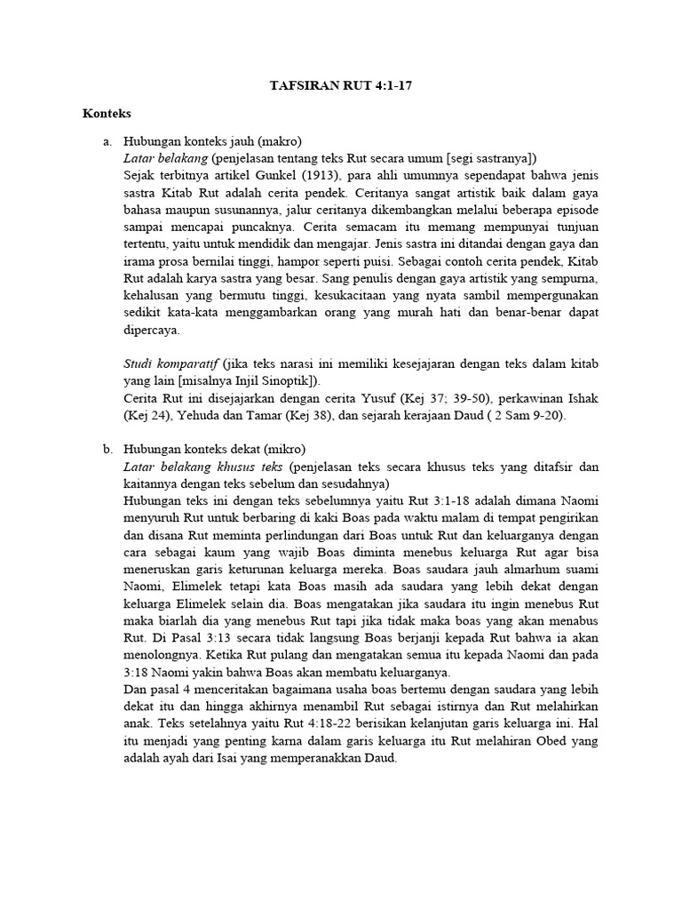Tafsiran Rut 4: Boas dan Rut | PDF