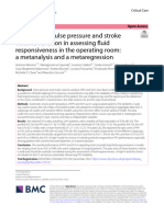 Reliability of Pulse Pressure and Stroke Volume Variation in Assessing Fluid Responsiveness in The Operating Room: A Metanalysis and A Metaregression