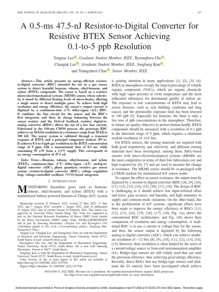 Energy-Efficient RDC for BTEX Sensors | PDF | Resistor | Sensor