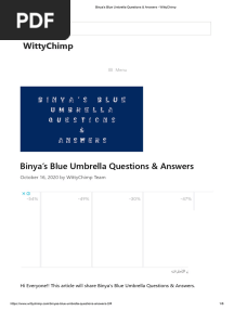 Binya's Blue Umbrella Questions & Answers - WittyChimp