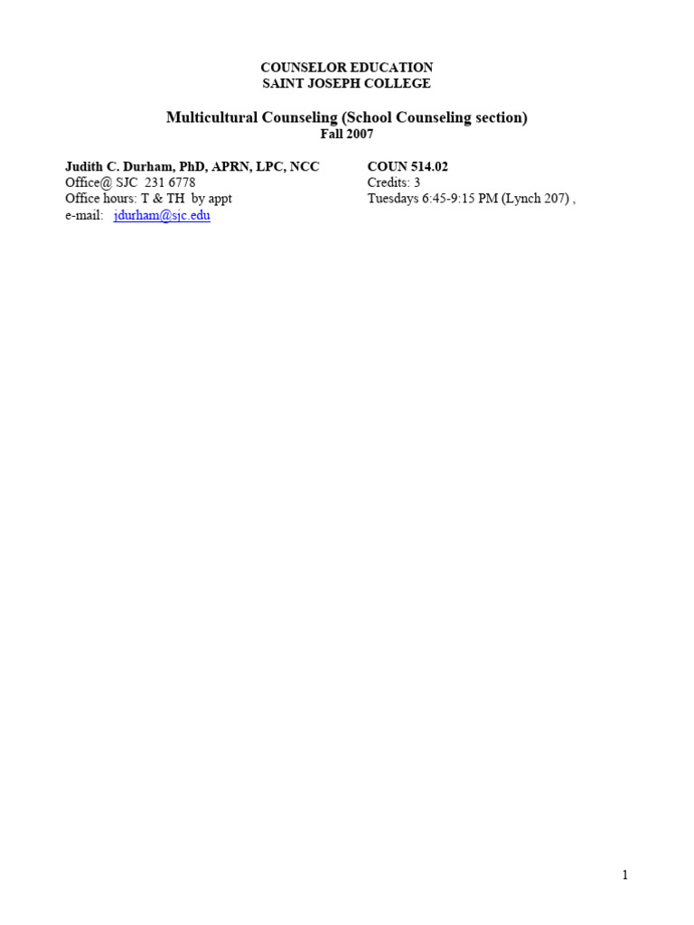 Multicultural Counseling | PDF